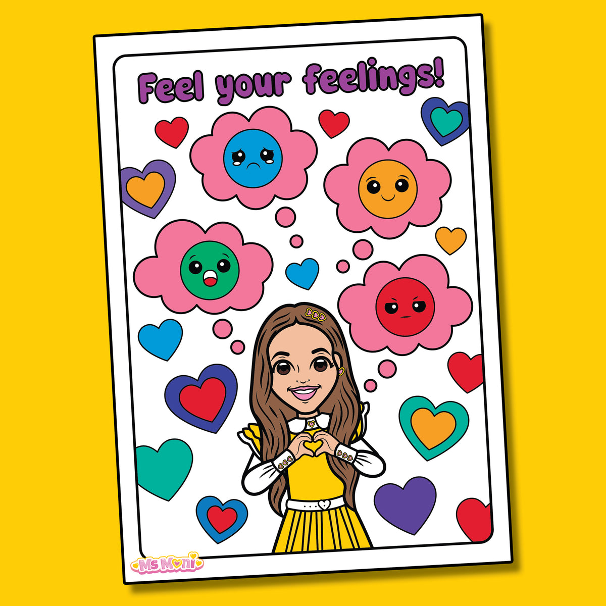 Ms Moni Color In Feelings Colouring Sheet – Ms Moni