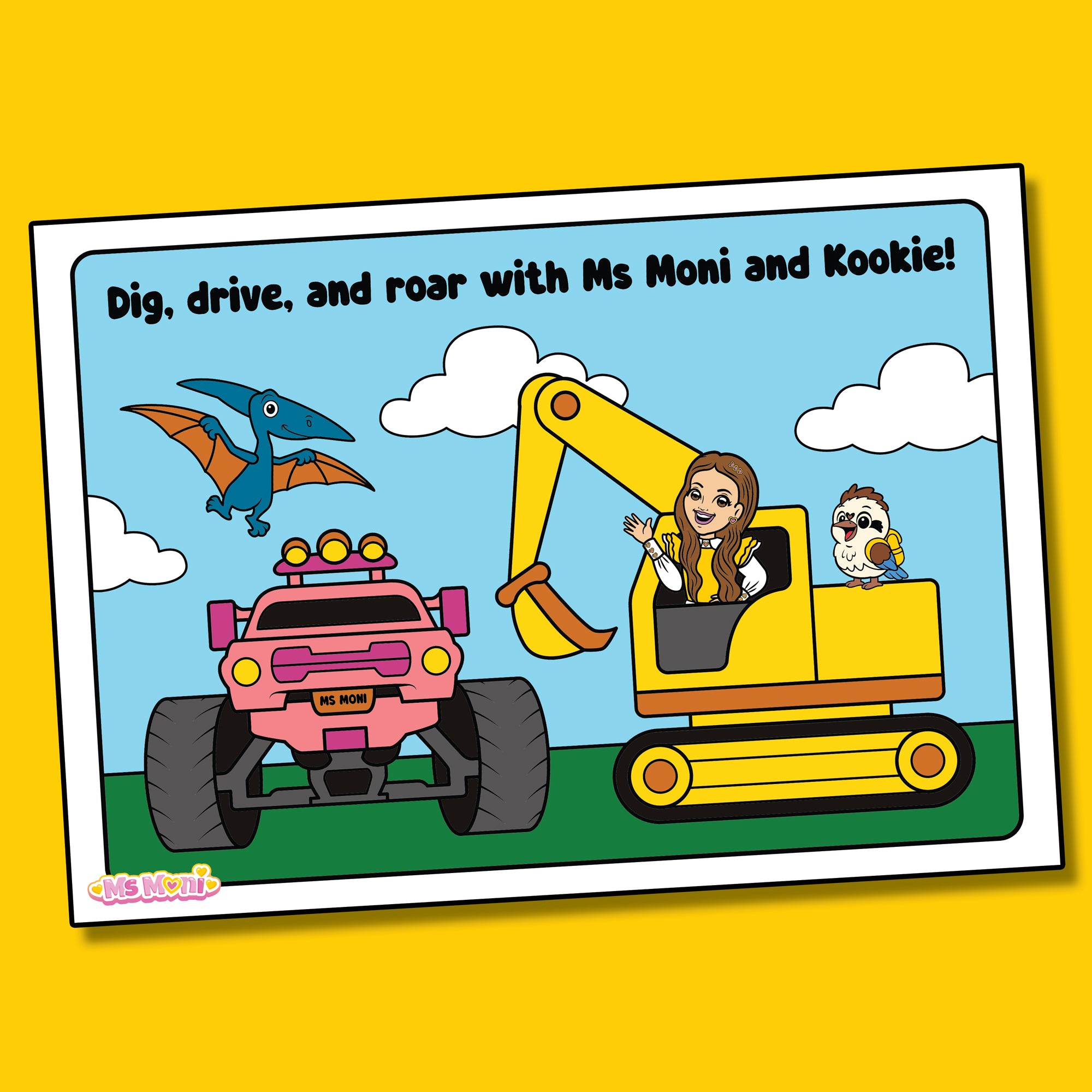 Dig, Drive, Roar - Colouring Sheet