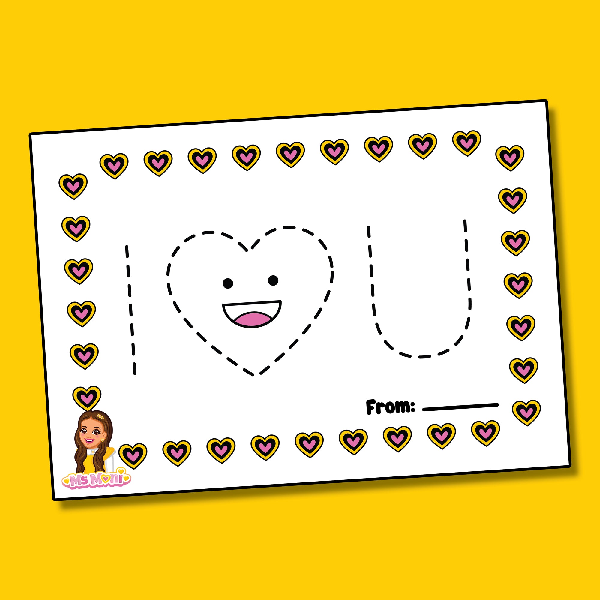 I Love U - Trace and Colour Sheet