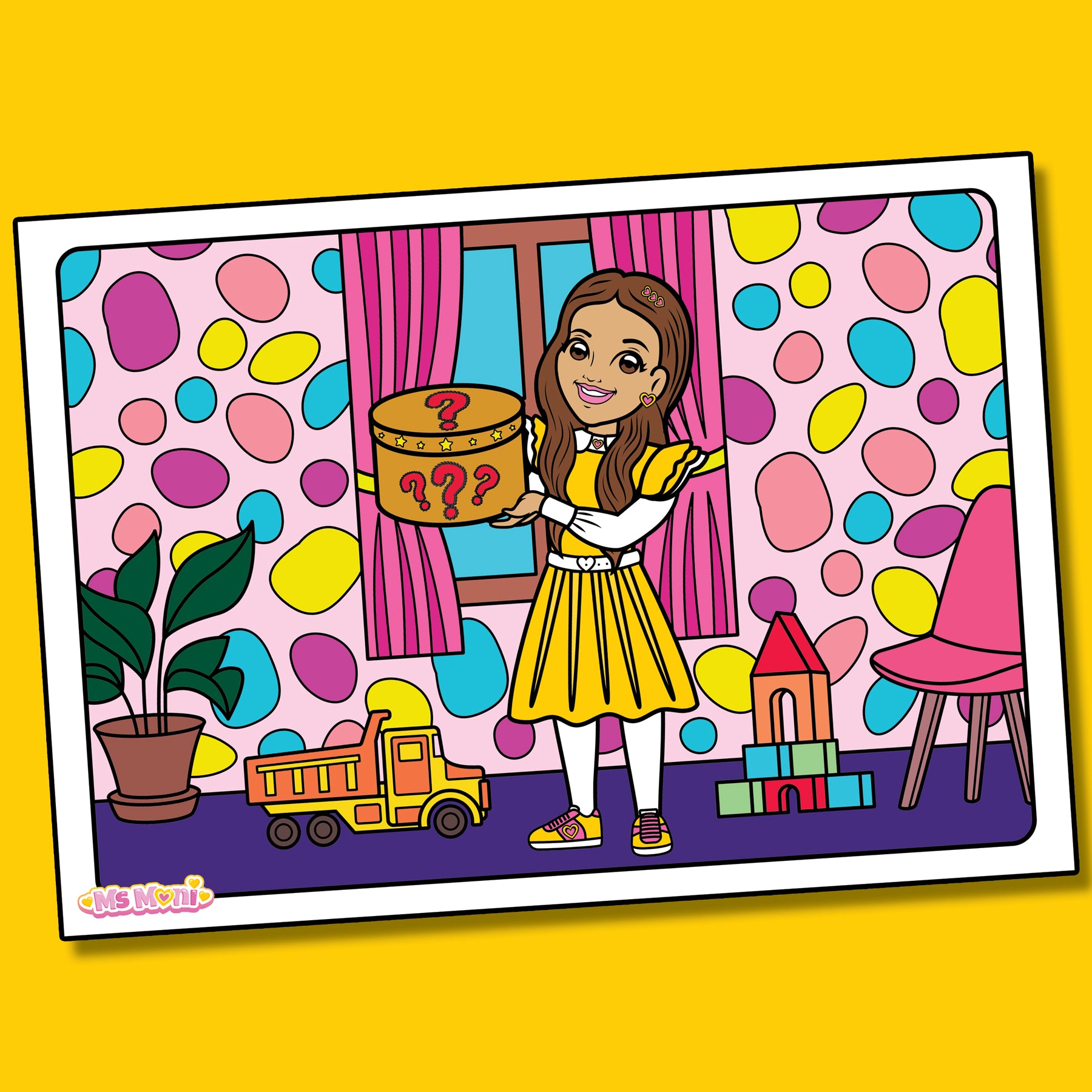 Ms Moni Color In Ms Moni Mystery Box - Colouring Sheet